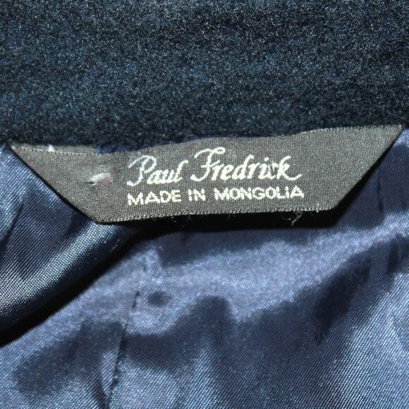 Paul Fredrick Men's Navy Blue Wool Blend Coat Jacket Large Pocket Button Classic - Picture 6 of 6